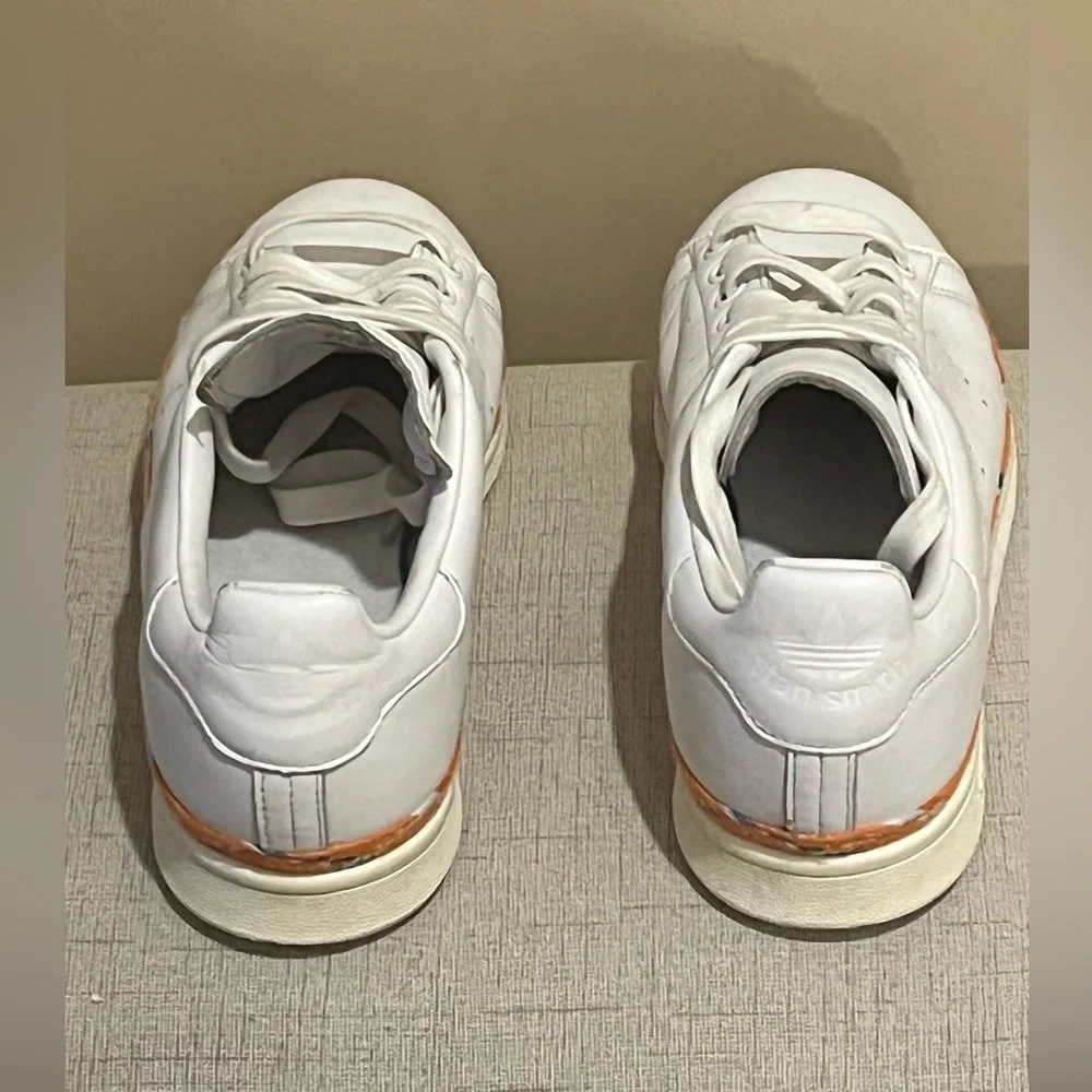 Adidas Stan Smth New Bold White and Orange Sneakers, size 7